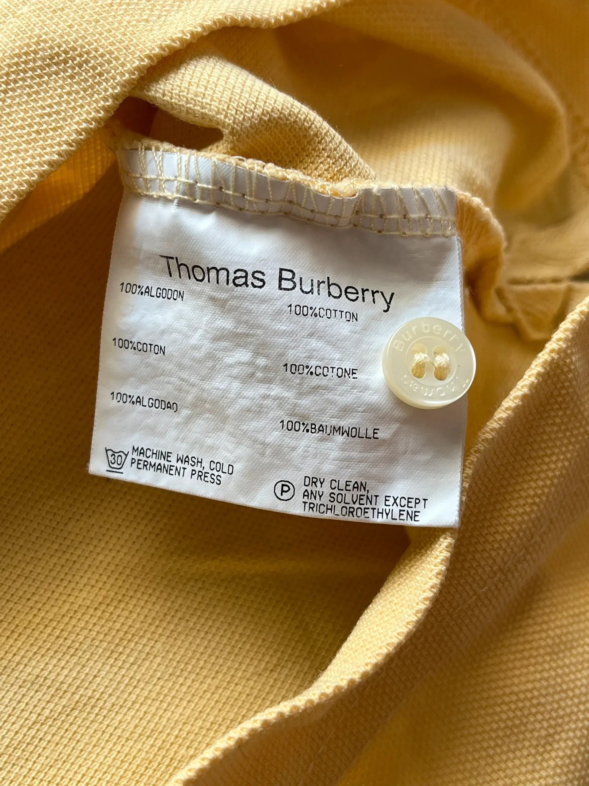 Burberry Thomas Burberry Sz L Polo Shirt Yellow Size US L / EU 52-54 / 3 - 3 Thumbnail