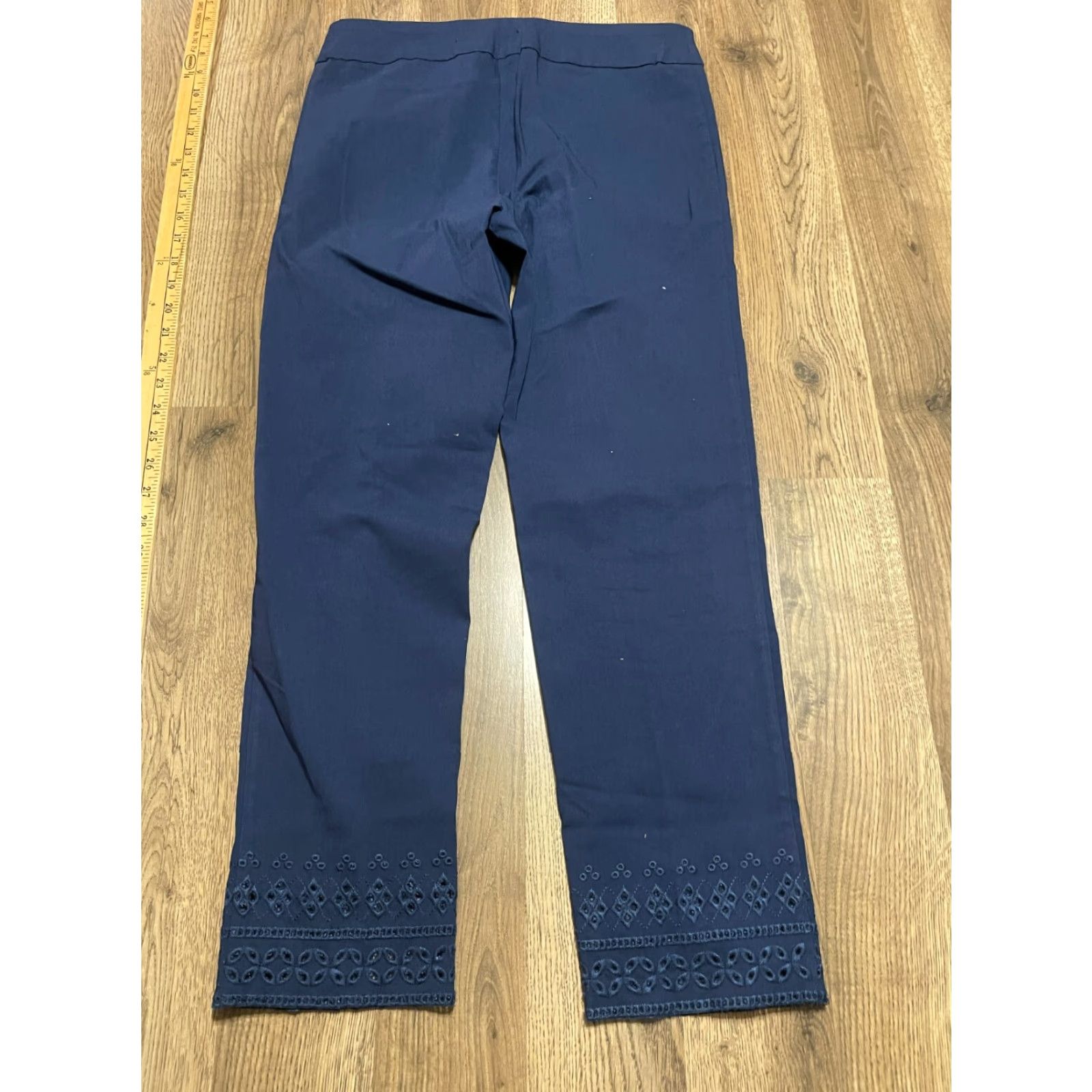 Vintage One 5 One Pants Women's Size 6 Blue Pull On Straight Leg Eyelet Hem Size 28" / US 6 / IT 42 - 2 Thumbnail