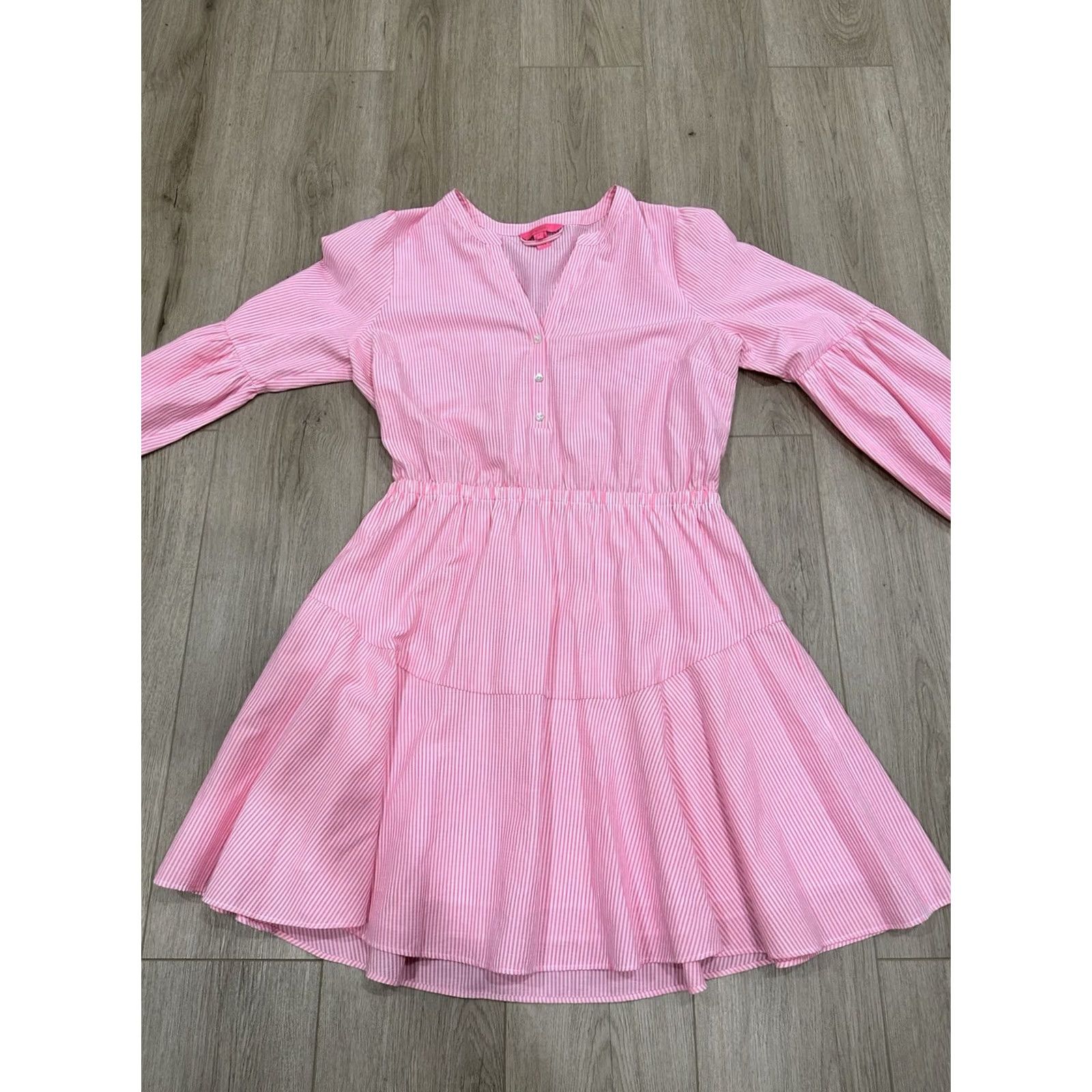 Lilly Pulitzer Lilly Pulitzer 16 Carla Striped Dress In Roxie Pink Harbor Stripe Puffy Sleeves Dress Women 16 Pink Striped Short Babies? Size XXL / US 16-18 / IT 52-54 - 3 Thumbnail