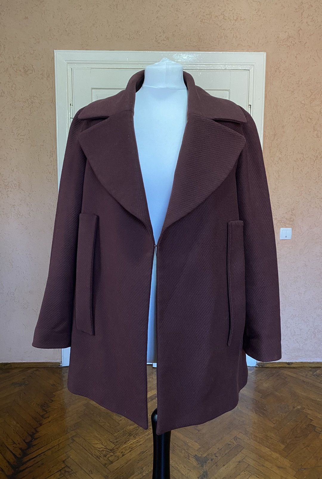 image of Designer Maison Martin Margiela Wool Short Coat Size It 44 in Purple, Women's