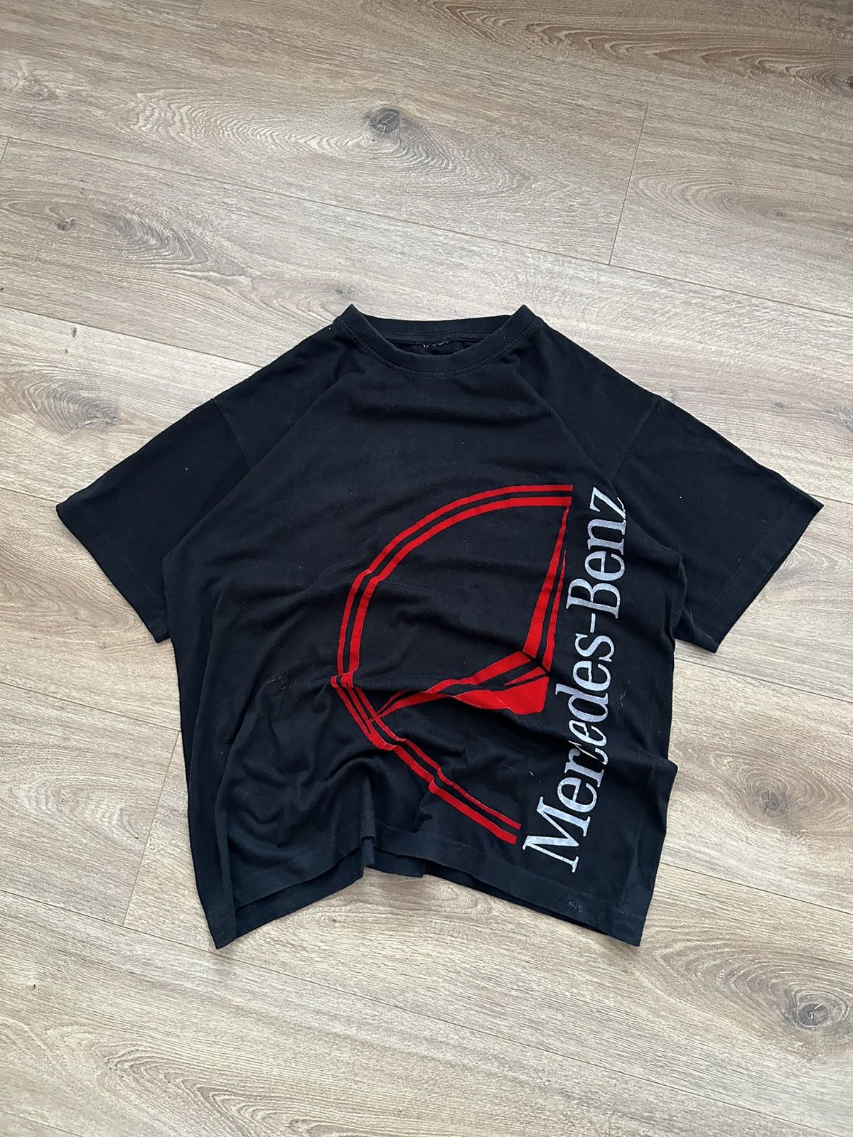 Mercedes-Benz 🔥VINTAGE MERCEDES BENZ VELOUR BIG LOGO T-SHIRT🔥 Size US L / EU 52-54 / 3 - 1 Thumbnail