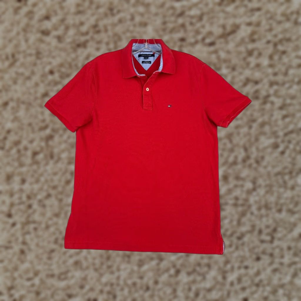 Tommy Hilfiger Tommy Hilfiger Shirt Men Medium Red 100% Cotton Custom Fit Short Sleeve Polo Slim Size US M / EU 48-50 / 2 - 1 Thumbnail