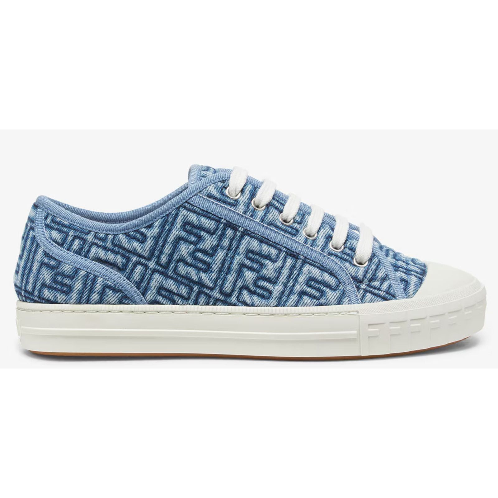 Fendi Fendi Domino Denim White Platform Low Top Sneaker 37.5 Size US 7.5 / IT 37.5 - 1 Thumbnail
