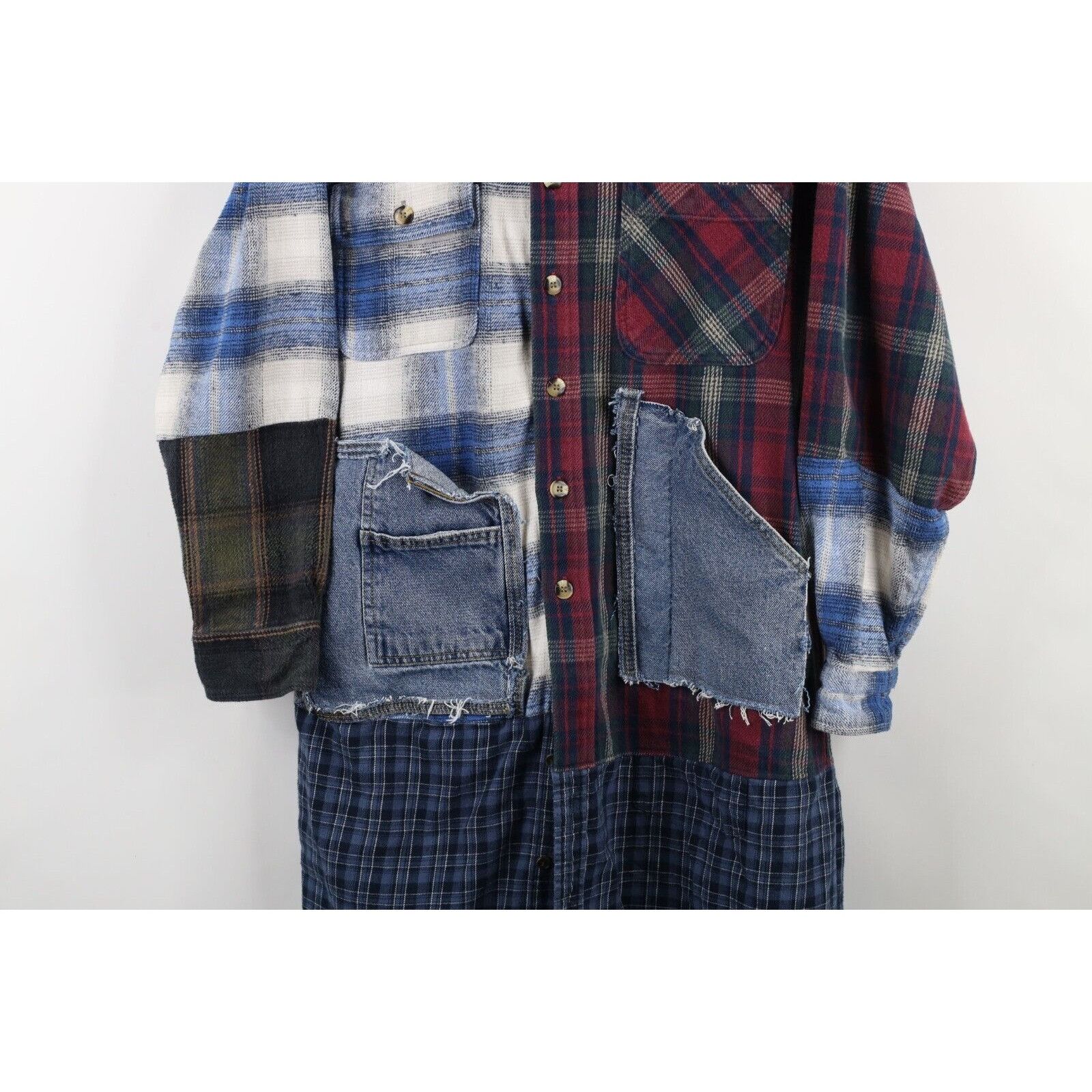 Vintage Vintage 90s Y2K Streetwear Custom Flannel Shirt Dress Size L / US 10 / IT 46 - 3 Thumbnail