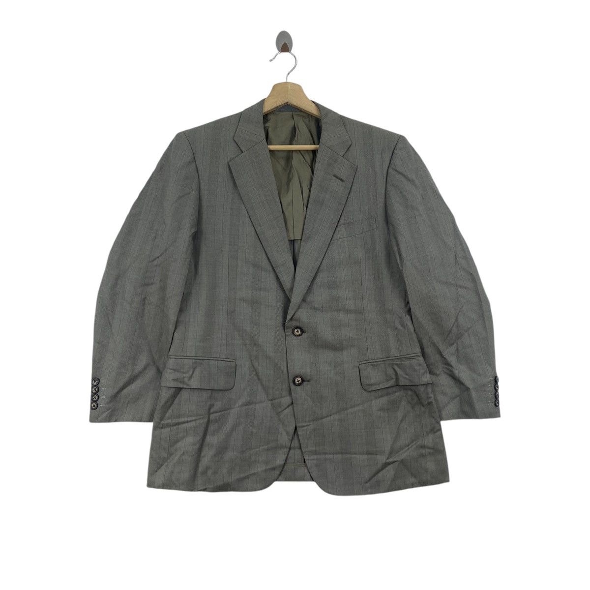 Burberry × Vintage Vintage BURBERRYS London Hickory Stripes Grey Blazer Coat Size US M / EU 48-50 / 2 - 1 Thumbnail
