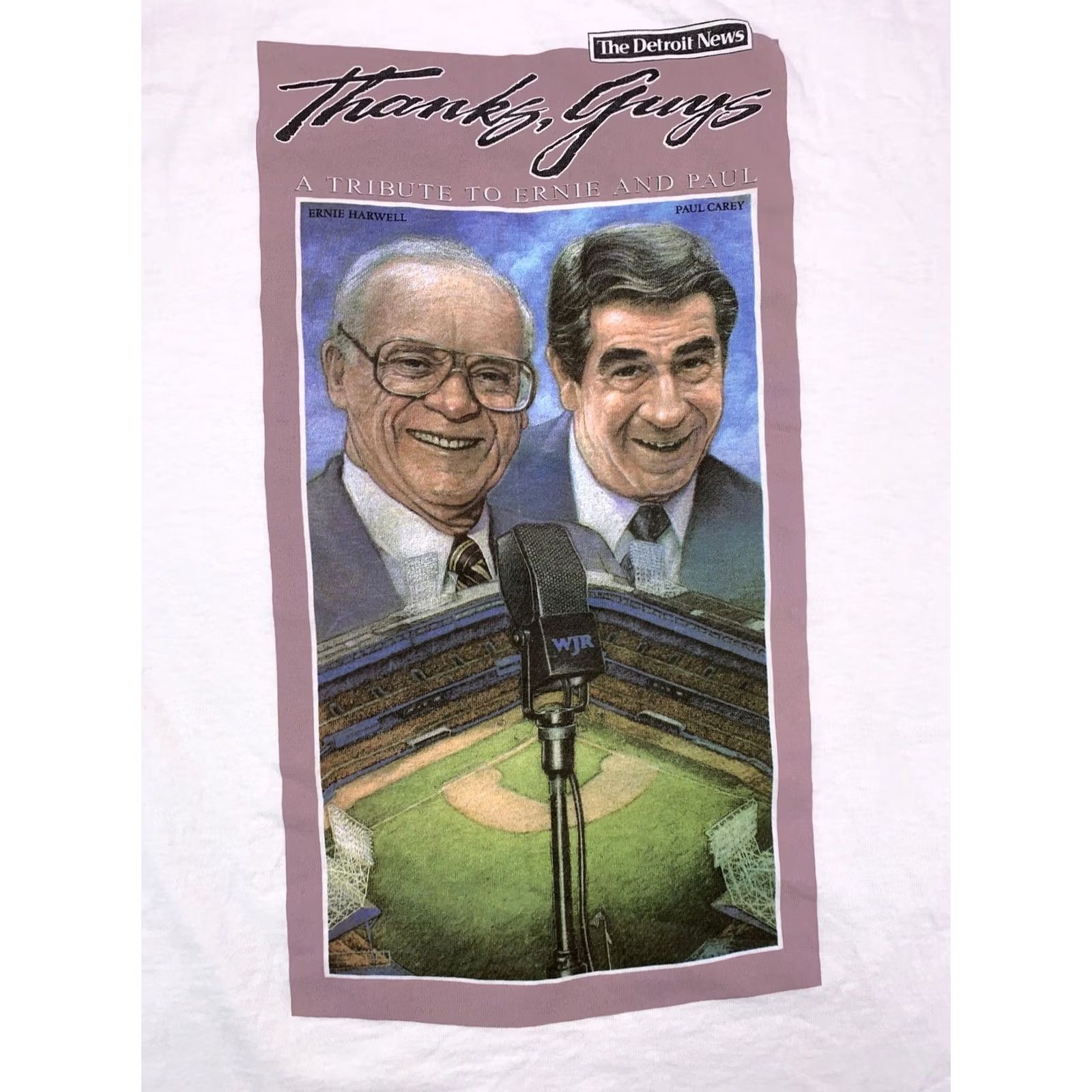 Fruit Of The Loom Vtg The Detroit News Ernie Harwell Paul Carey Tribute T Shirt XL Multicolor USA 90s Sports Men Size US XL / EU 56 / 4 - 2 Thumbnail