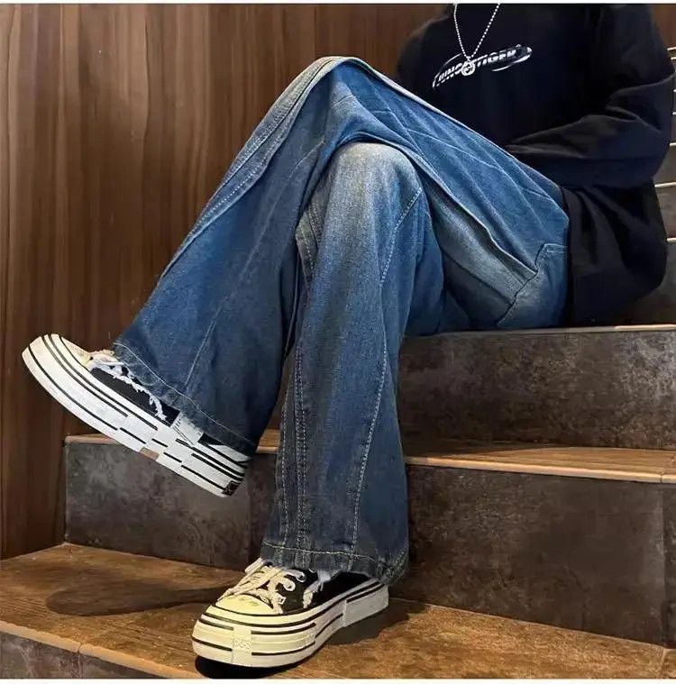 Japanese Brand Retro loose fitting straight leg jeans Size US 30 / EU 46 - 4 Thumbnail