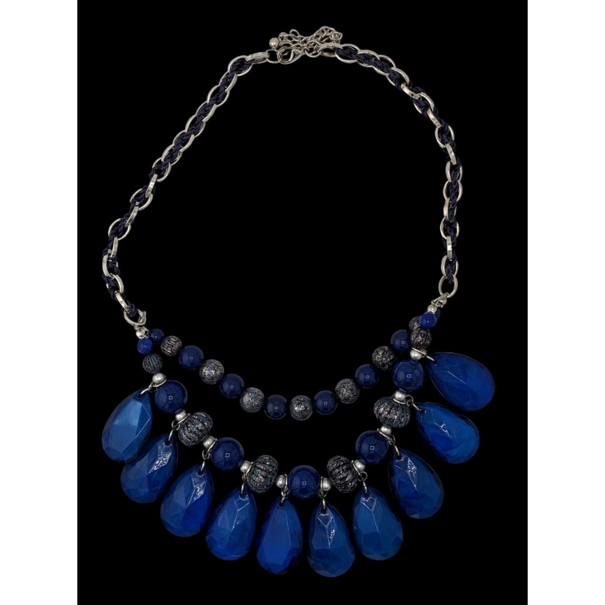 Other Y2K Chunky Glam Blue And Silver Tone Layered Beaded Necklace Size ONE SIZE - 2 Thumbnail