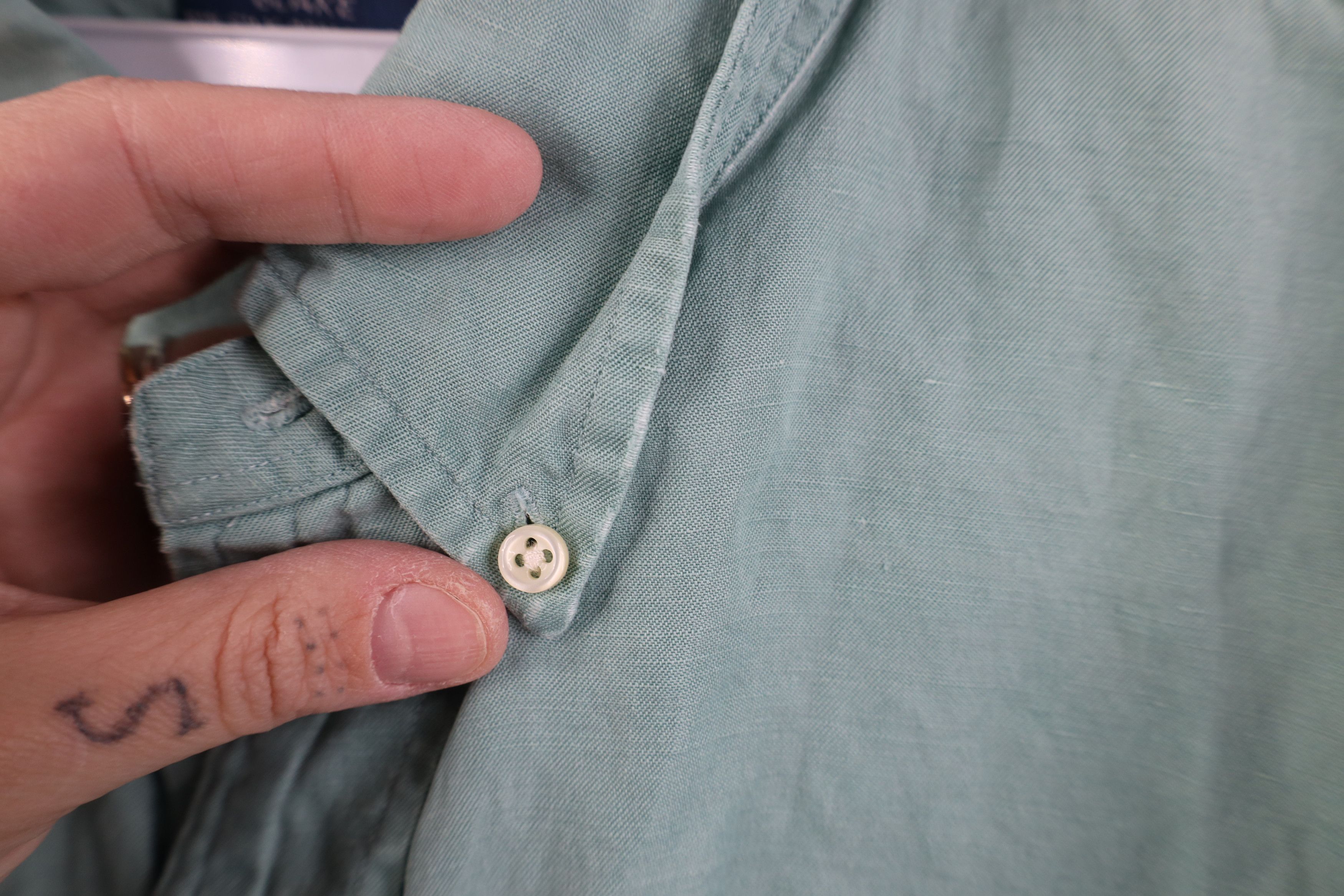 Vintage 90s Ralph Lauren Linen Collared Button Down Shirt