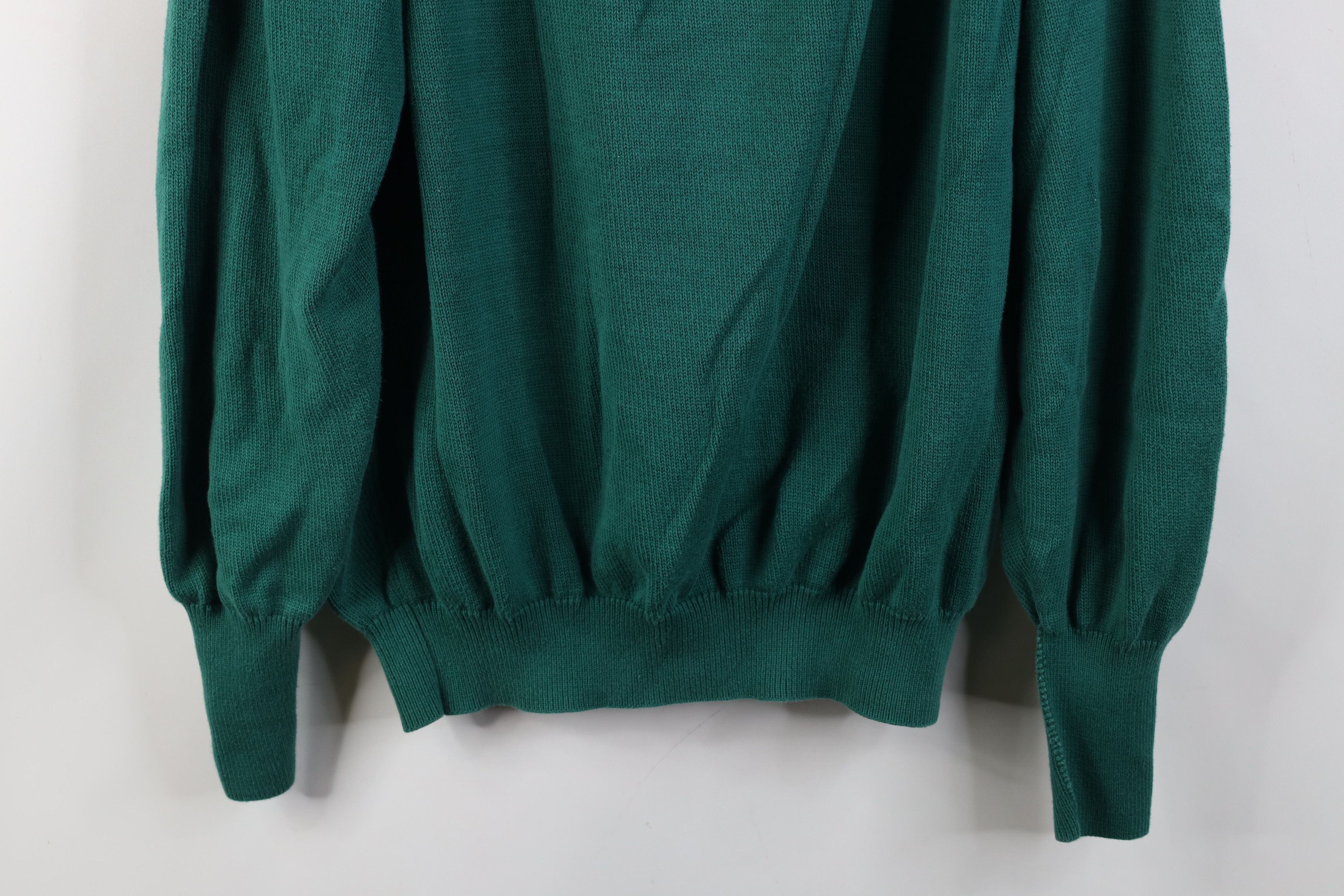 Izod Vintage 90s Izod Cotton Ribbed Knit V-Neck Sweater Green USA Size US L / EU 52-54 / 3 - 12 Thumbnail