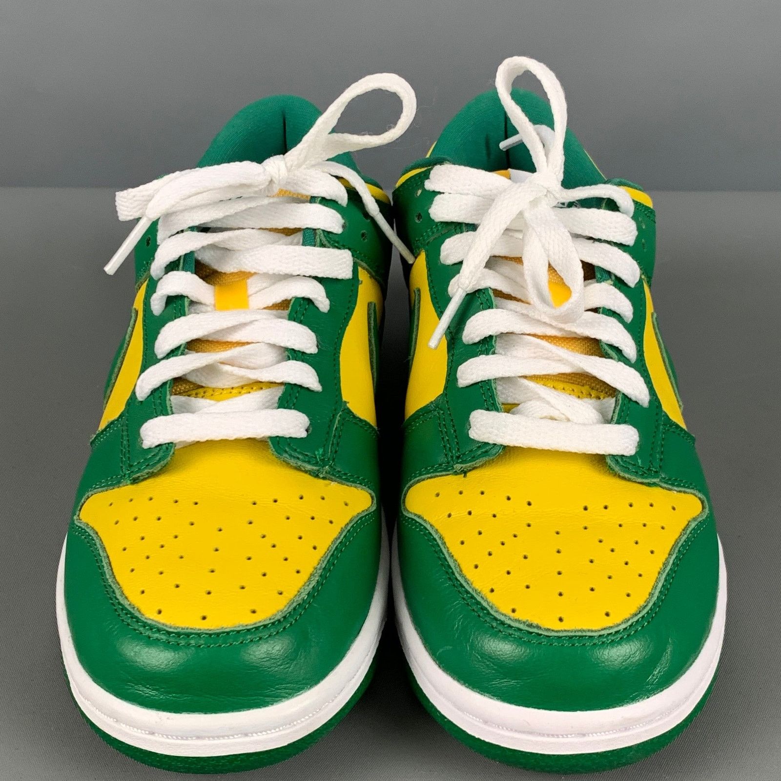 Nike Size 6Y Yellow Green Color Block Leather Low Top Sneakers Size US 6 / EU 39 - 4 Thumbnail