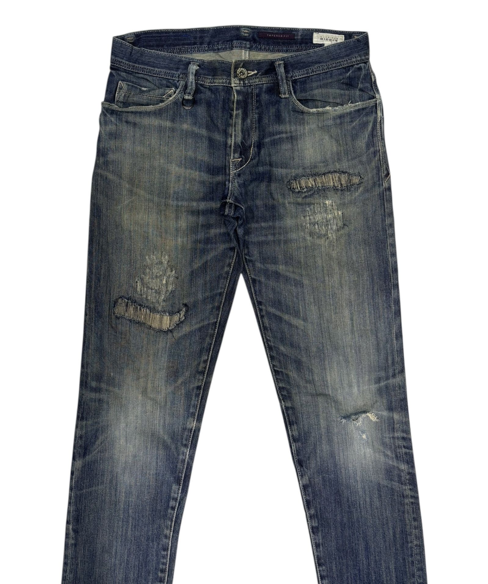 Le Grande Bleu (L.G.B.) × Nicole Club × Tornado Mart Nicole Monsieur Tapered Fit Distressed Denim Jeans Size US 31 - 2 Thumbnail