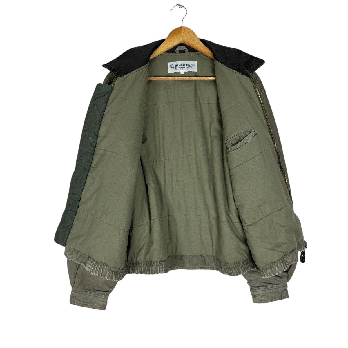 Japanese Brand × Vintage ⚡️HOUSTON HUNTING BOMBER LEATHER PART JACKET Size US L / EU 52-54 / 3 - 7 Thumbnail