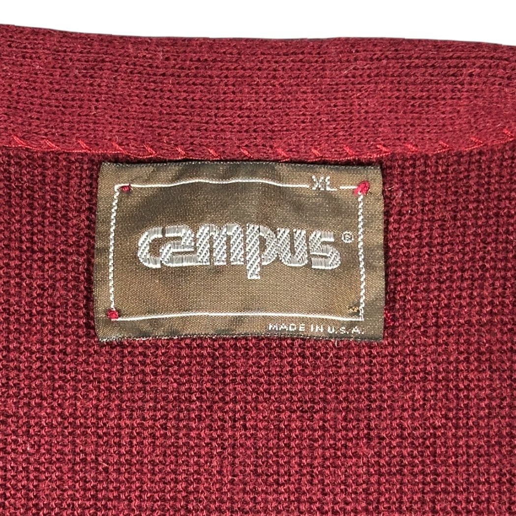 Vintage VINTAGE Campus Cardigan Sweater Men's XL Red Ribbed Pockets 70s Grunge USA College Knit Crew Neck Long Sleeve Size US L / EU 52-54 / 3 - 4 Thumbnail