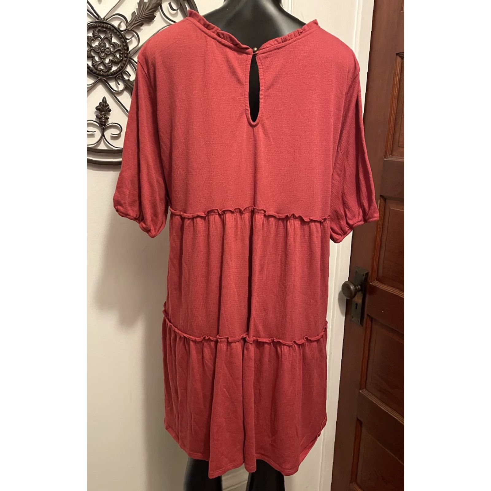 Vintage Knox Rose Dress Womans XL Red Ruffled Size XL / US 12-14 / IT 48-50 - 7 Thumbnail