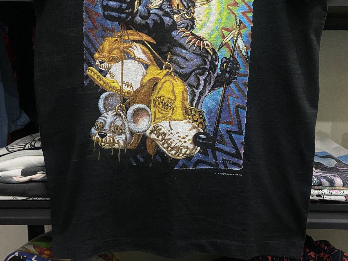 Fruit Of The Loom Vintage 90s T.R.SCHORR Living in Skin Art ACDC Tour TShirt Size US M / EU 48-50 / 2 - 3 Thumbnail