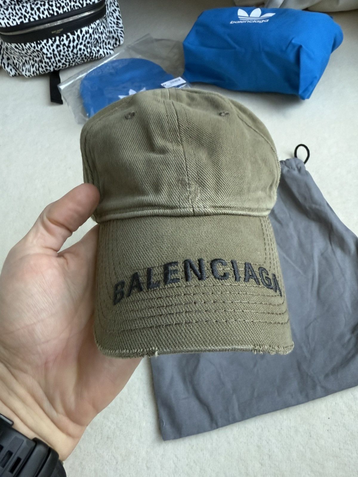 Balenciaga Balenciaga x Demna khaki military logo cap hat Grail L Size ONE SIZE - 3 Thumbnail