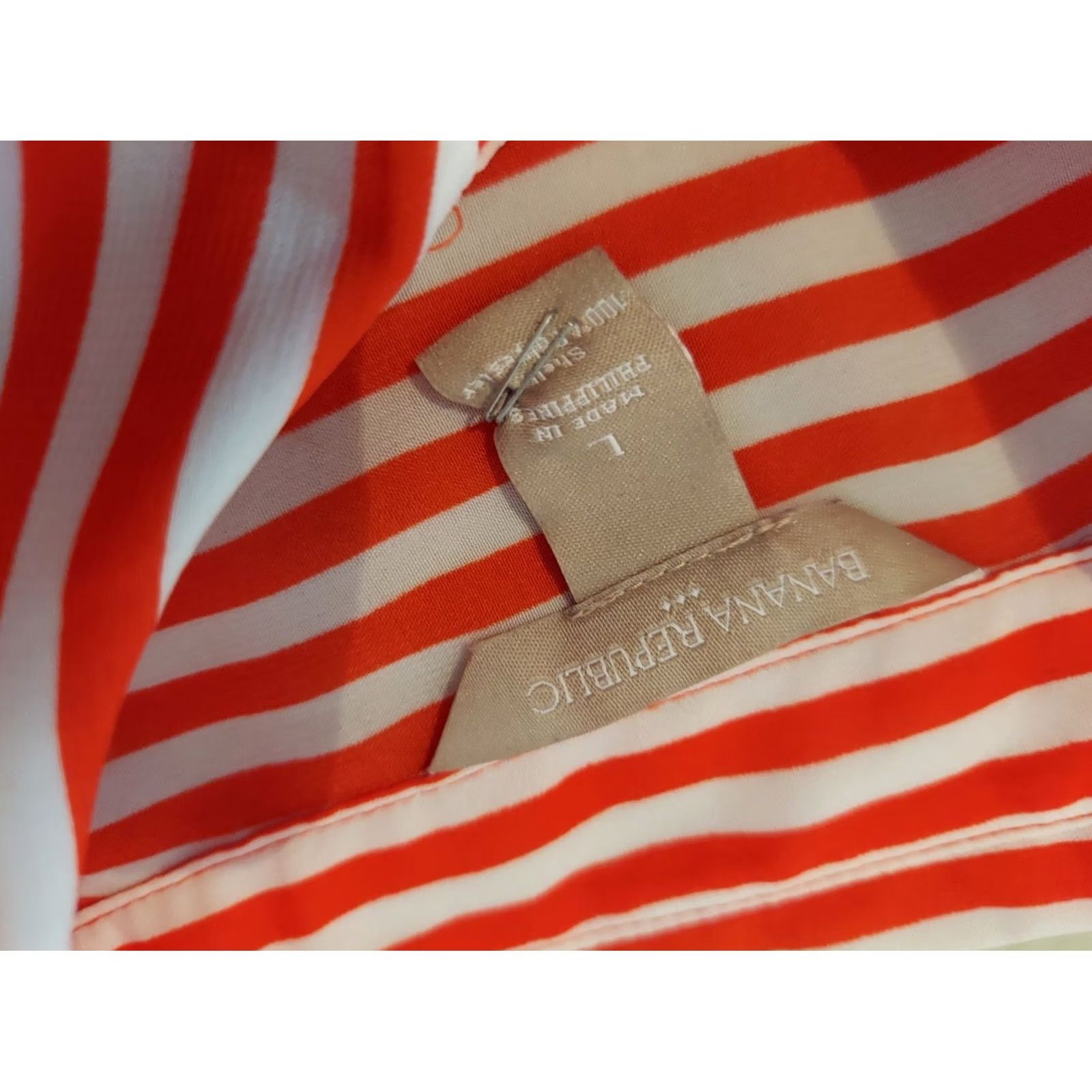 Banana Republic Womens Banana Republic Sleeveless Dress Shirt L Orange Button Blouse Size L / US 10 / IT 46 - 3 Thumbnail