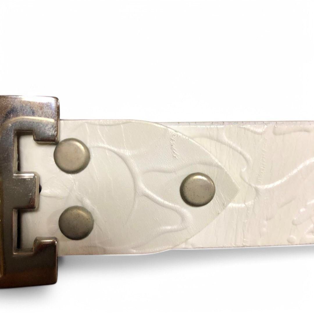Bape A Bathing Ape (BAPE) - L Embossed Leather Belt Gold Buckle Size ONE SIZE - 6 Thumbnail