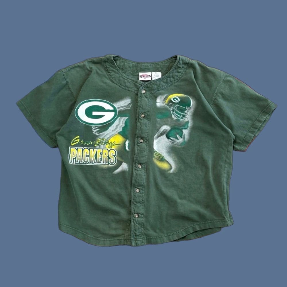 NFL VINTAGE 90s Green Bay Packers NFL Baseball Jersey T-Shirt XL Men Short Sleeve Boxy Fit Size US XL / EU 56 / 4 - 1 Thumbnail