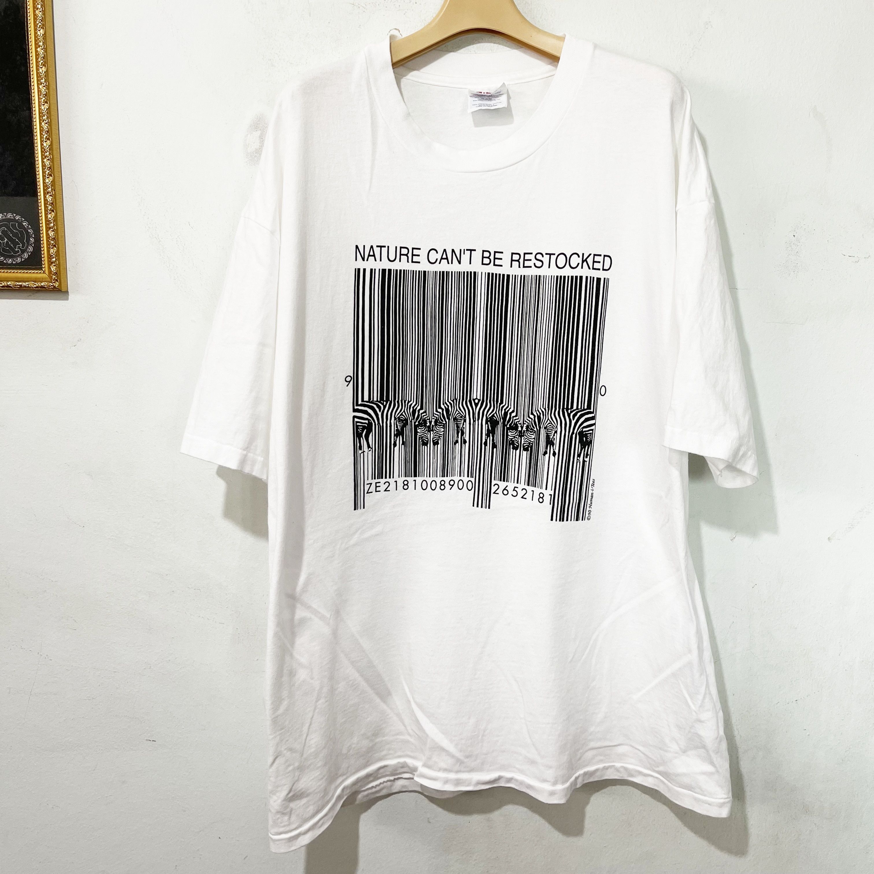 Vintage Vintage 90s Nature Can't Be Restocked Barcode Zebra T-Shirt Size US XL / EU 56 / 4 - 1 Thumbnail