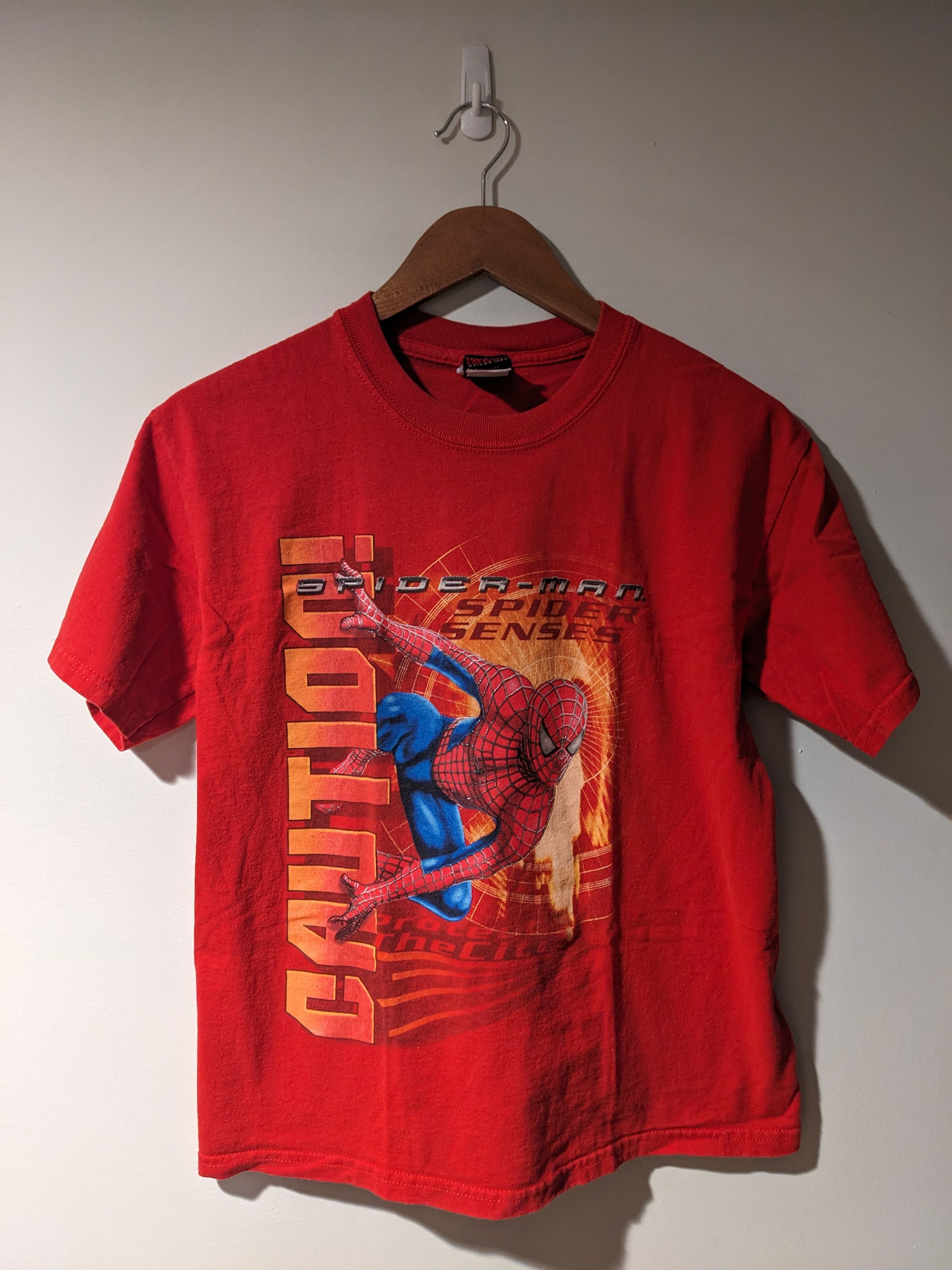 Marvel Comics × Vintage Vintage 2003 Spider Man Marvel Comics Caution Large T-Shirt Size US L / EU 52-54 / 3 - 1 Thumbnail
