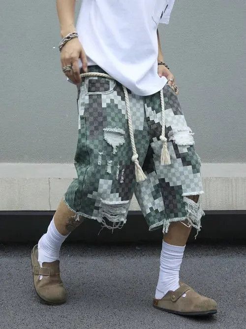 Japanese Brand × Vintage Ripped Designer Y2k Shorts Jorts Denim Size US 30 / EU 46 - 1 Thumbnail