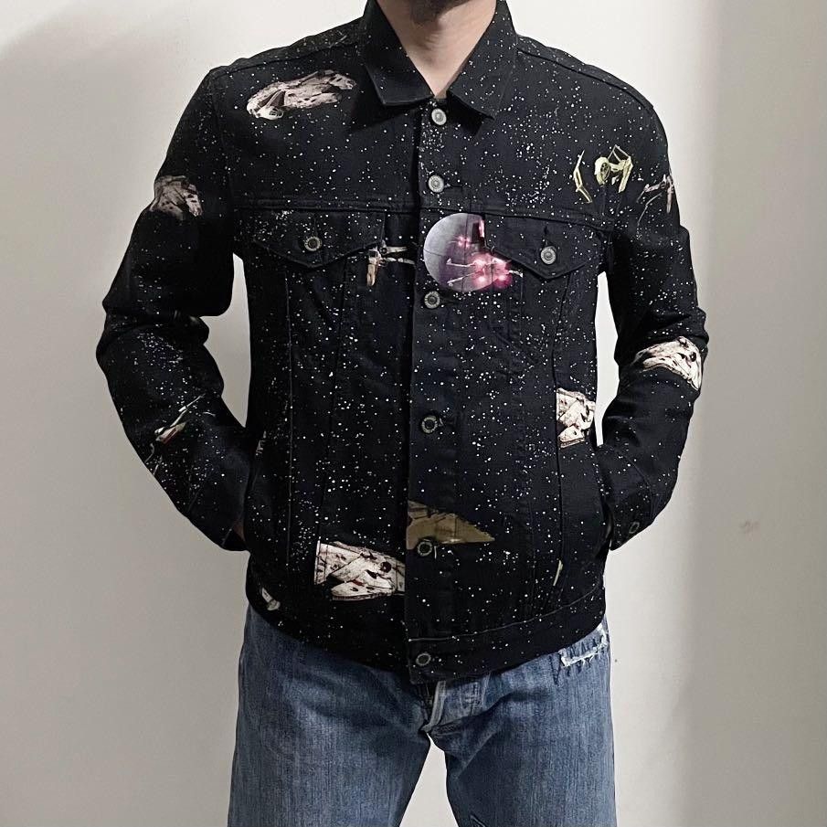 Levis x Star Wars Trucker Jacket Mens Size Small Black Denim