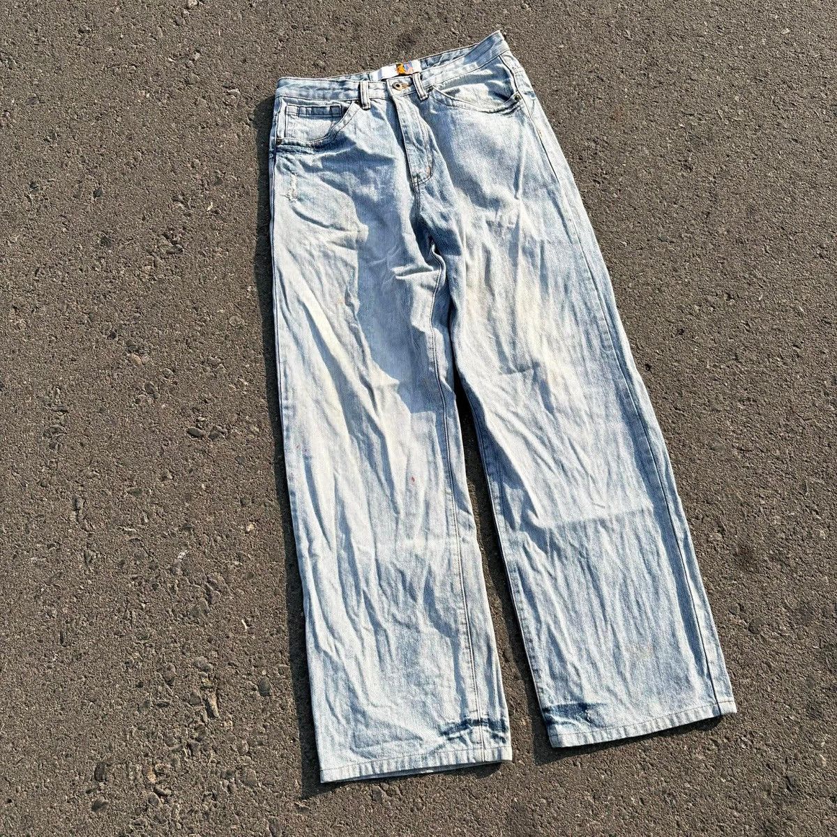 Japanese Brand Indigo Red Peace Graphic Denim Jeans Y2K Streetwear Size US 36 / EU 52 - 8 Thumbnail