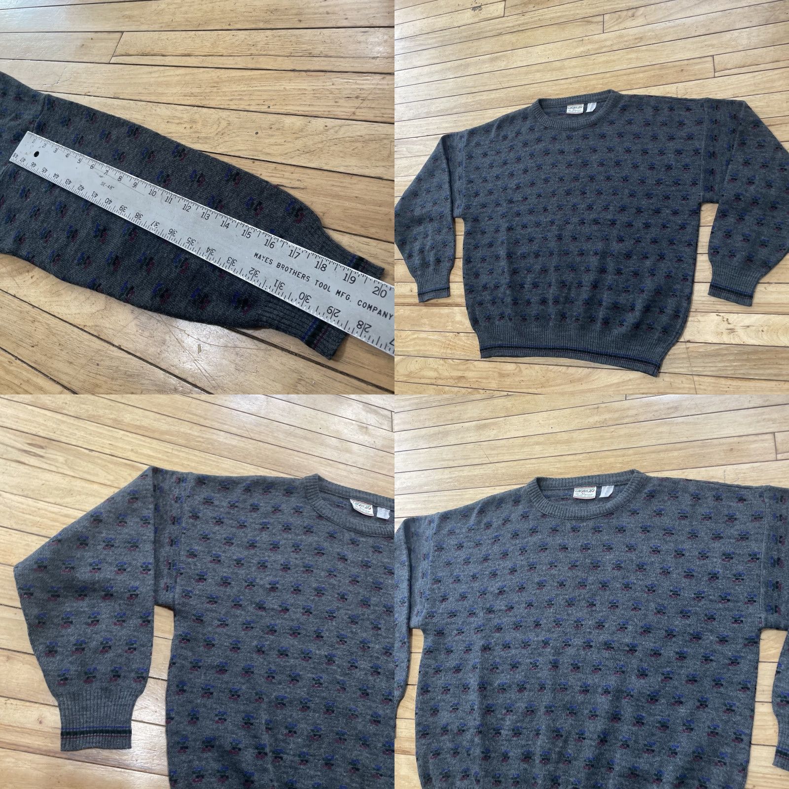 Vintage VINTAGE Giorgio Di Firenze Geometric Wool Sweater Men L Gray Knit 90s Capsule Pullover Size US L / EU 52-54 / 3 - 9 Thumbnail