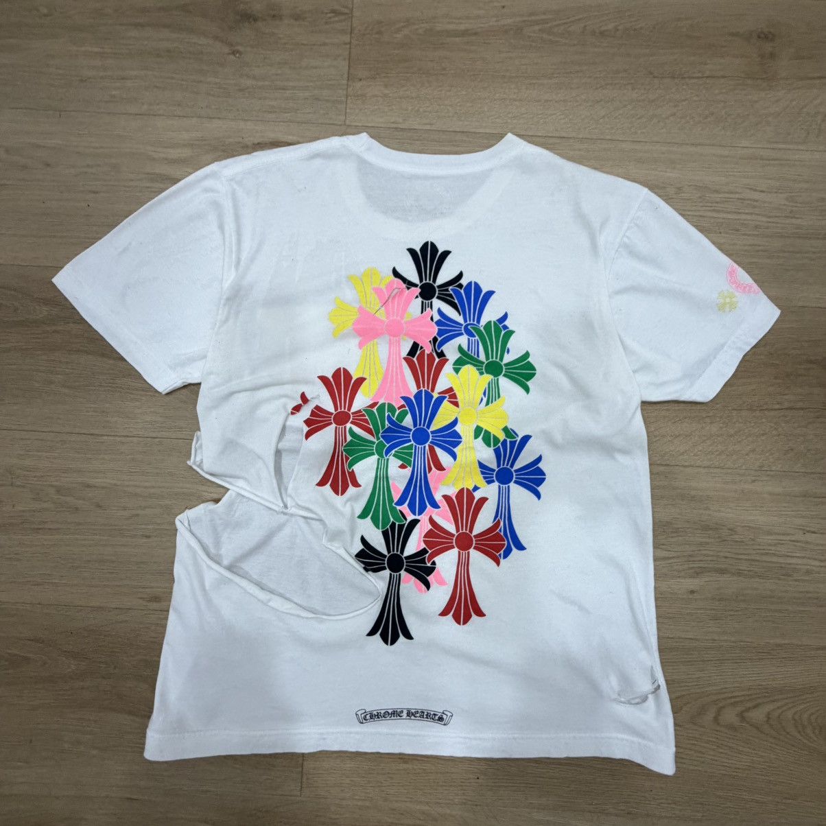 Thrashed Chrome Hearts Multi Color Cemetery Cross T Shirt