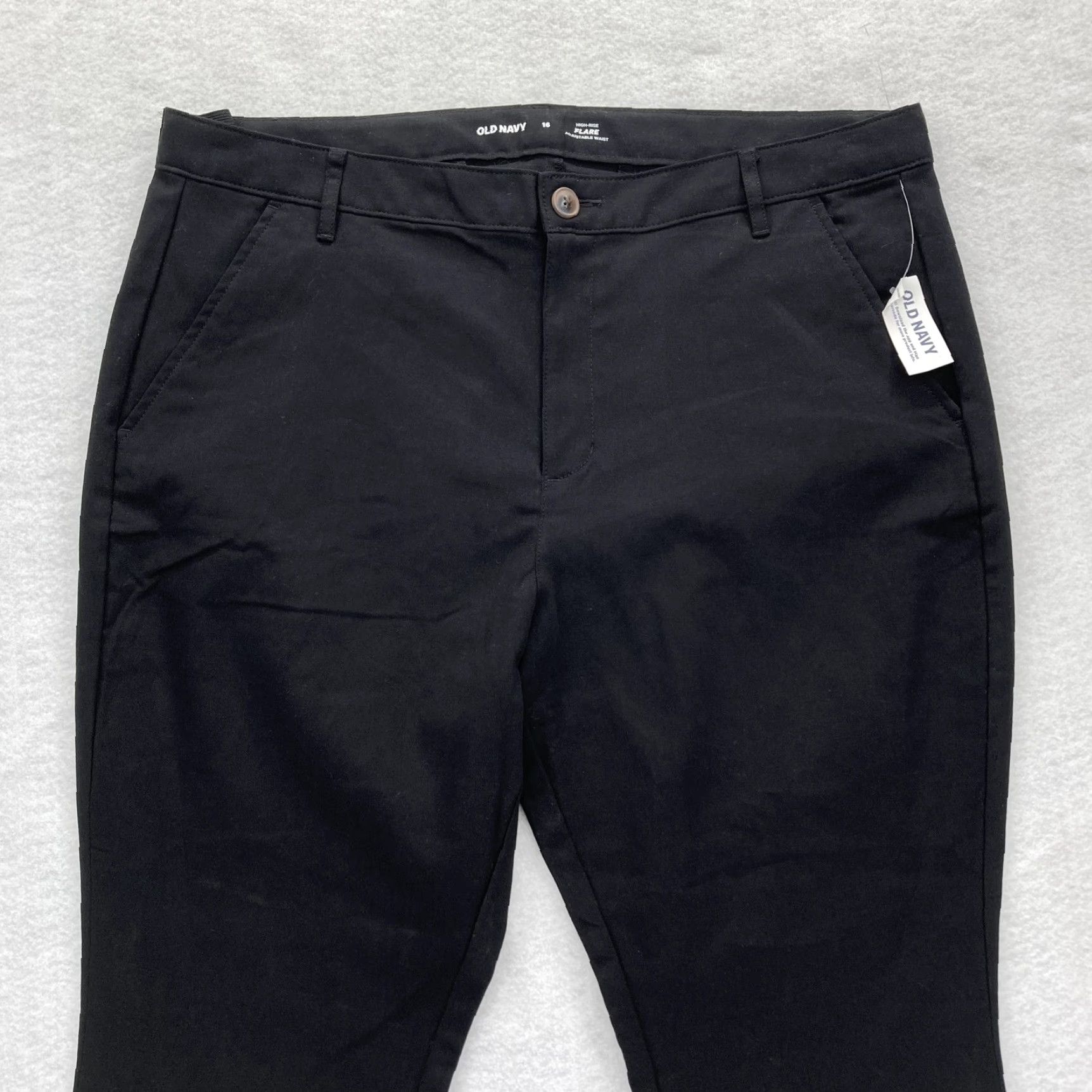Old Navy Old Navy Pants Womens 16 Black High Rise Flare Adjustable Waist Stretch Preppy Size 38" / US 16 / IT 52 - 2 Thumbnail