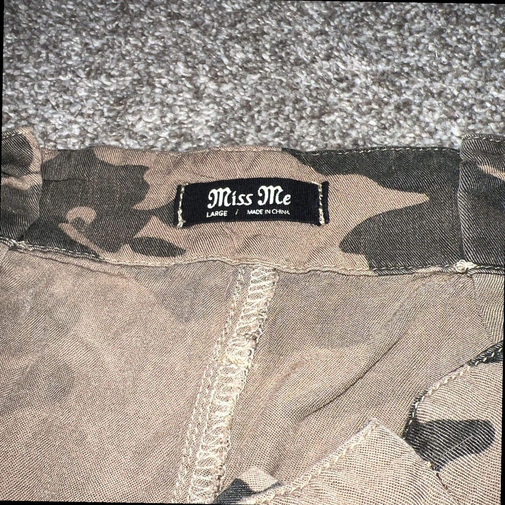 Miss Me Miss Me Womens Viscose Camo Khaki Pants Large Size 36" / US 14 / IT 50 - 3 Thumbnail
