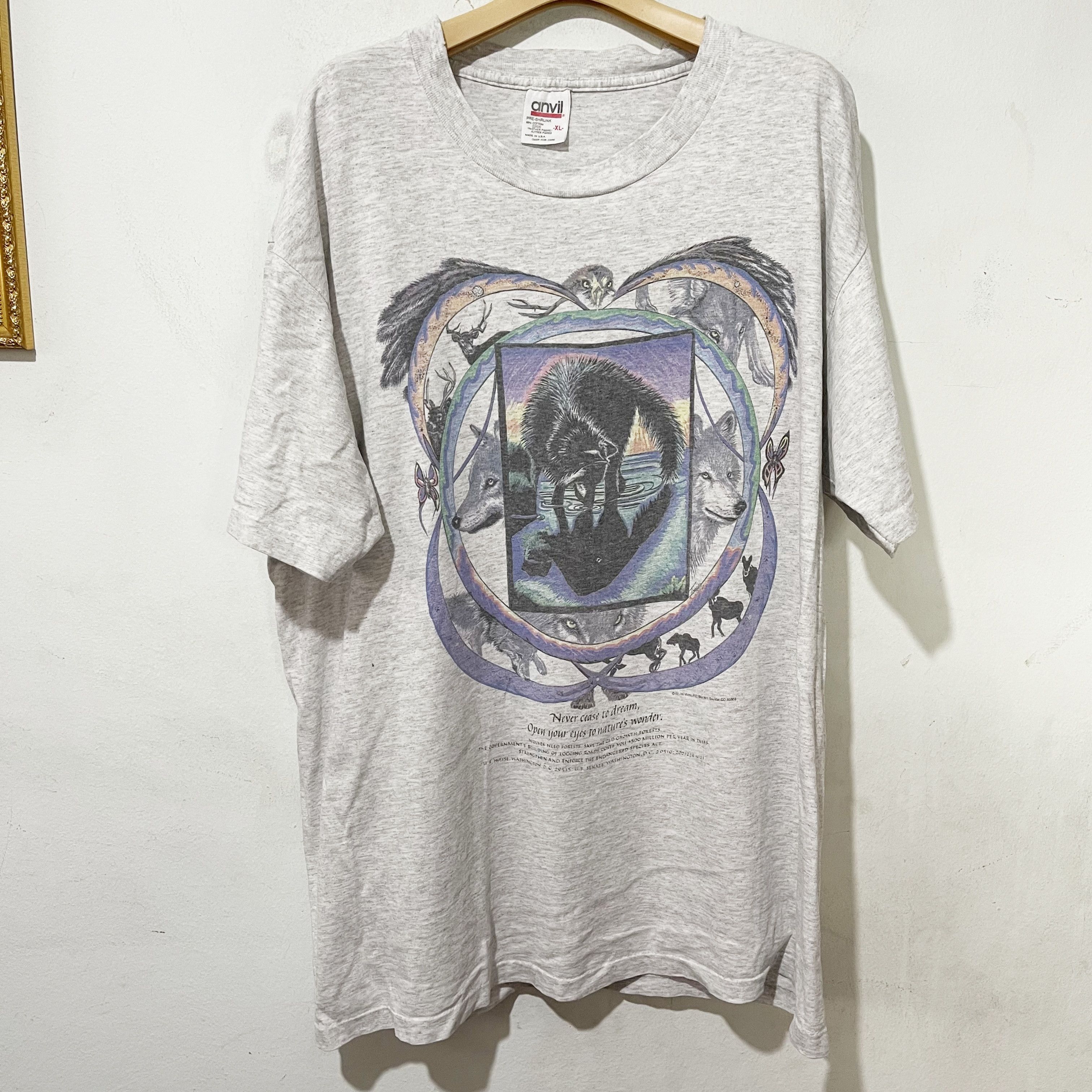 Vintage Vintage 90s Wolf by Jim Morris T-Shirt Size US XL / EU 56 / 4 - 1 Thumbnail