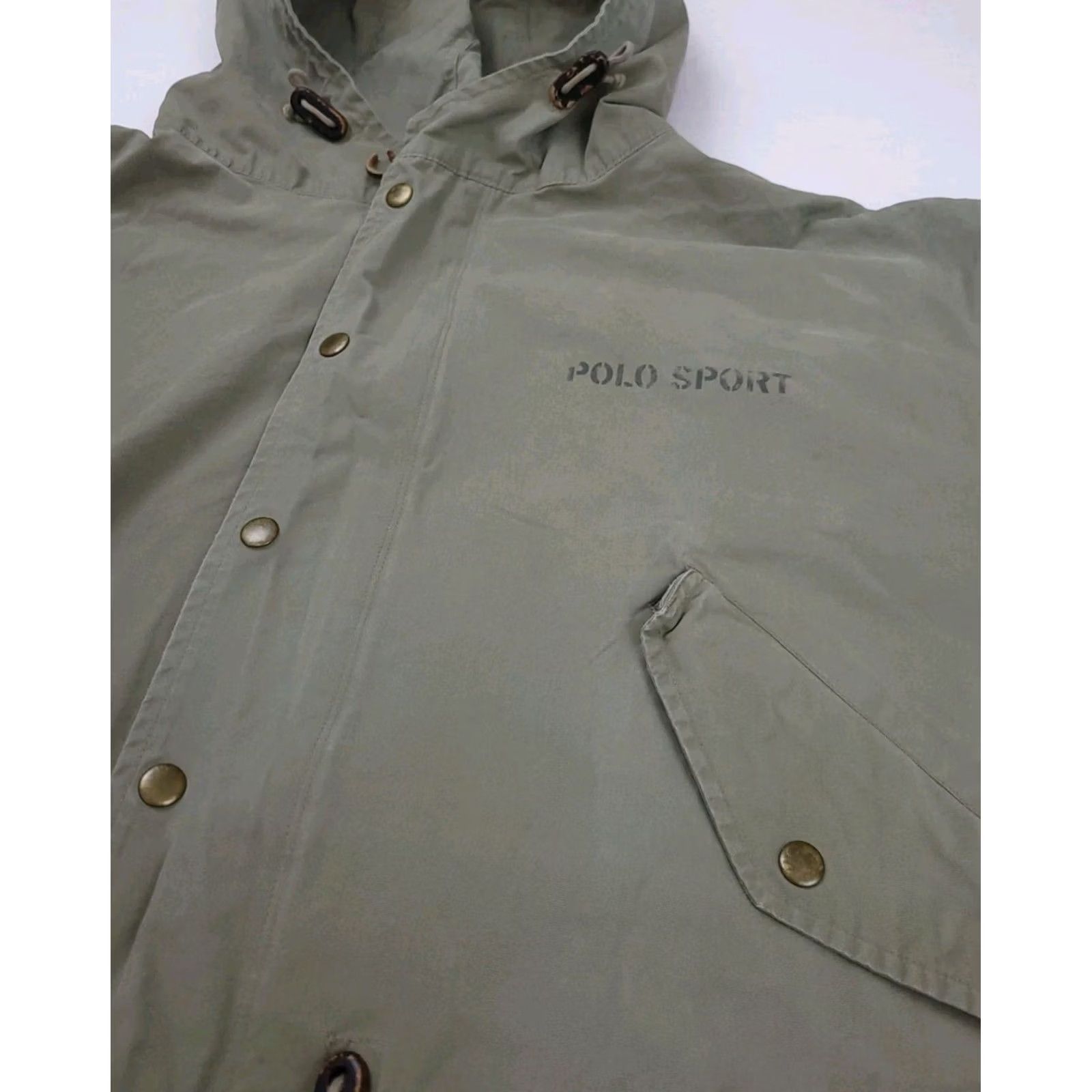 Vintage VINTAGE Polo Sport Ralph Lauren USA Flag Parka Jacket Military Army Wool? No Cotton Beige Mens L Parka Weathered -100% authentic Size US L / EU 52-54 / 3 - 5 Thumbnail