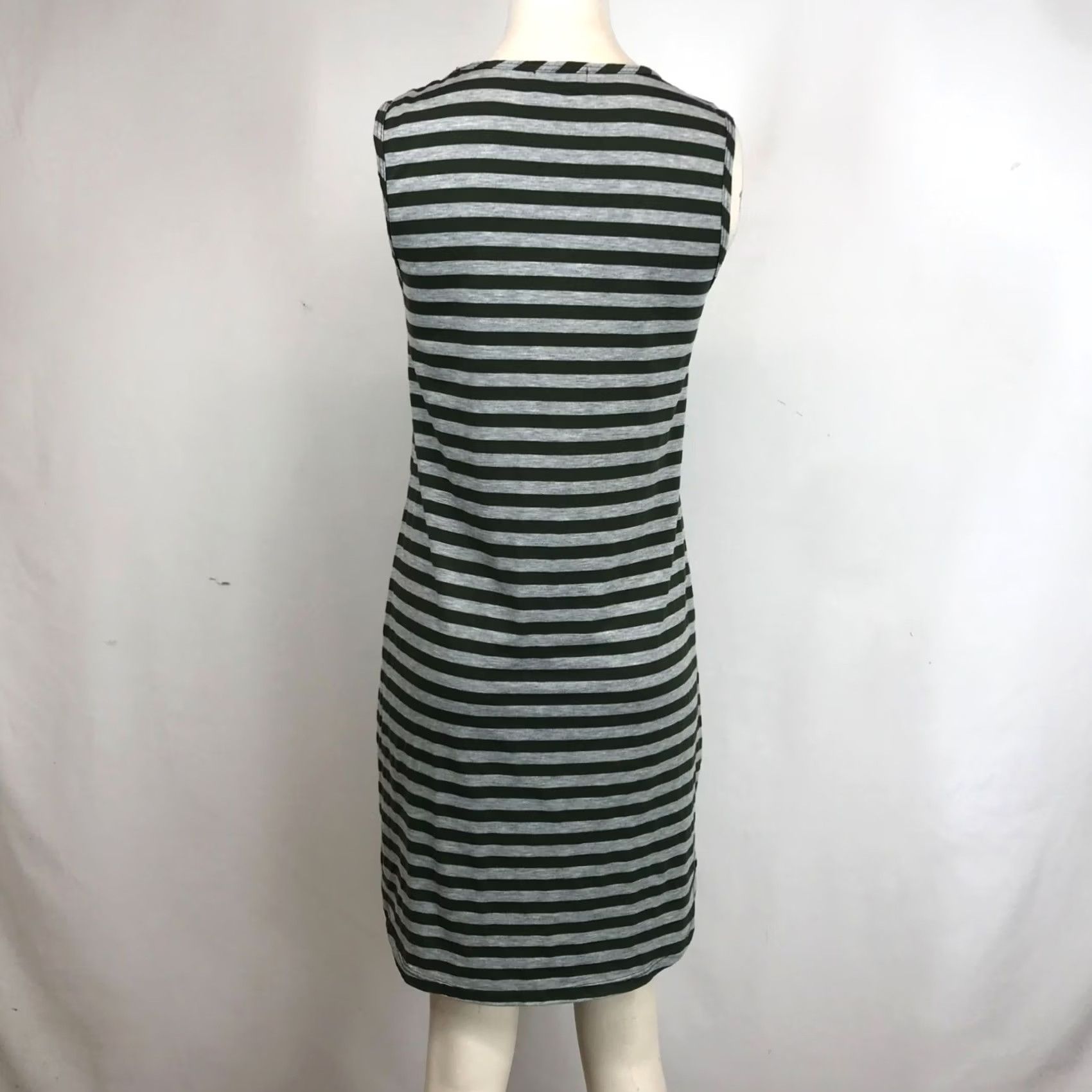 Vintage ALLEN ALLEN DRESS Womens Small Gray Olive Striped Cotton Blend Size S / US 4 / IT 40 - 5 Thumbnail