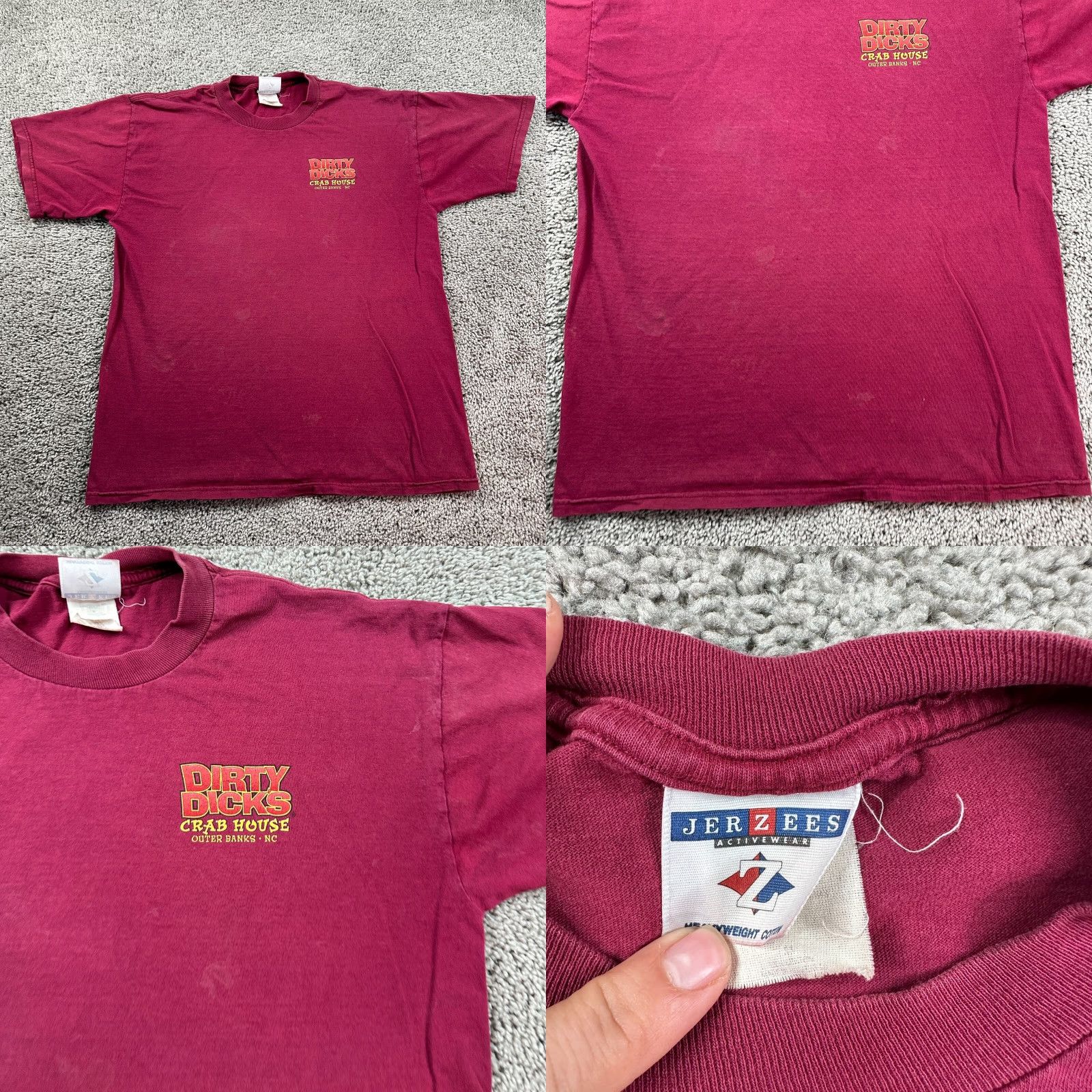 Jerzees JERZEES Shirt Mens Medium Graphic Print Dirty Dicks Crab Shack Dont Know Dick THRASHED FLAW Size US M / EU 48-50 / 2 - 9 Thumbnail