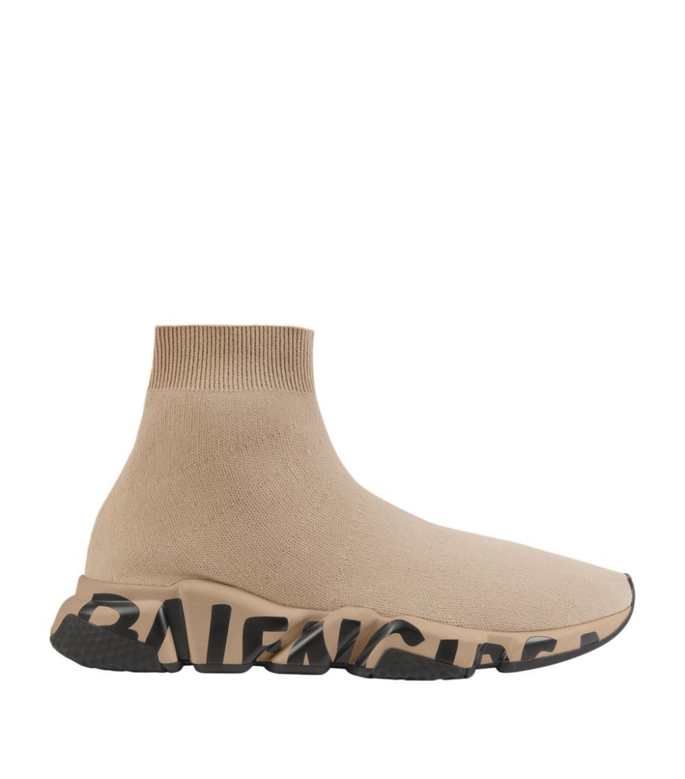 o1in1g1223 Speed Graffiti Recycled Knit Sneaker in Beige