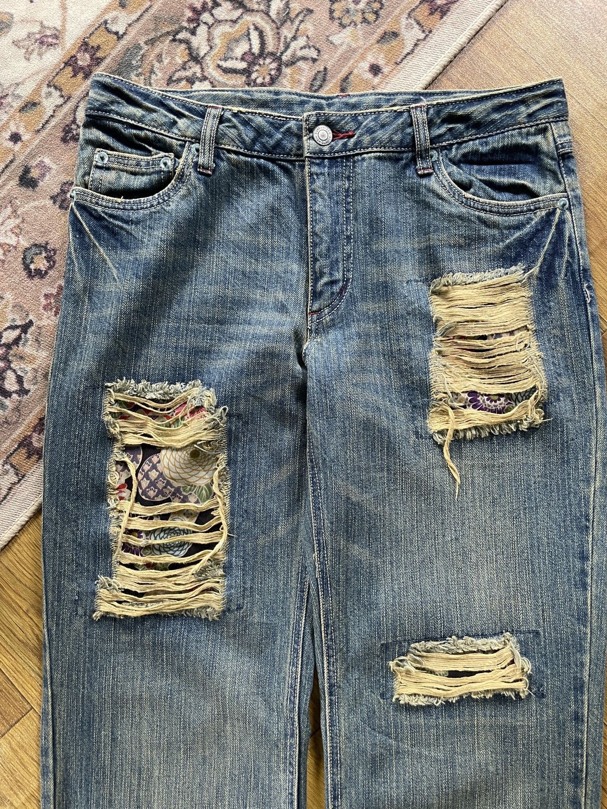 Japanese Brand Straight Relaxed Distressed Denim Size US 31 - 5 Thumbnail