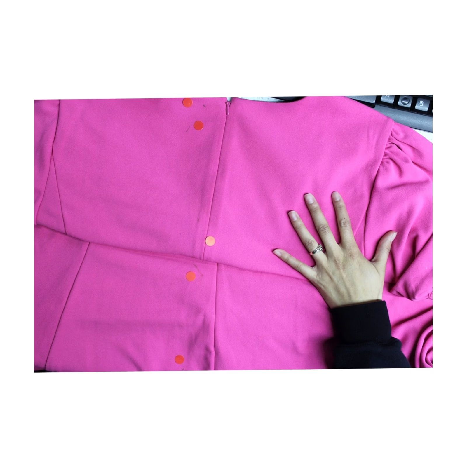 DKNY DKNY Womens Solid Balloon Sleeve Fit & Flare Dress pink Plus Size 18W Size XXL / US 16-18 / IT 52-54 - 3 Thumbnail