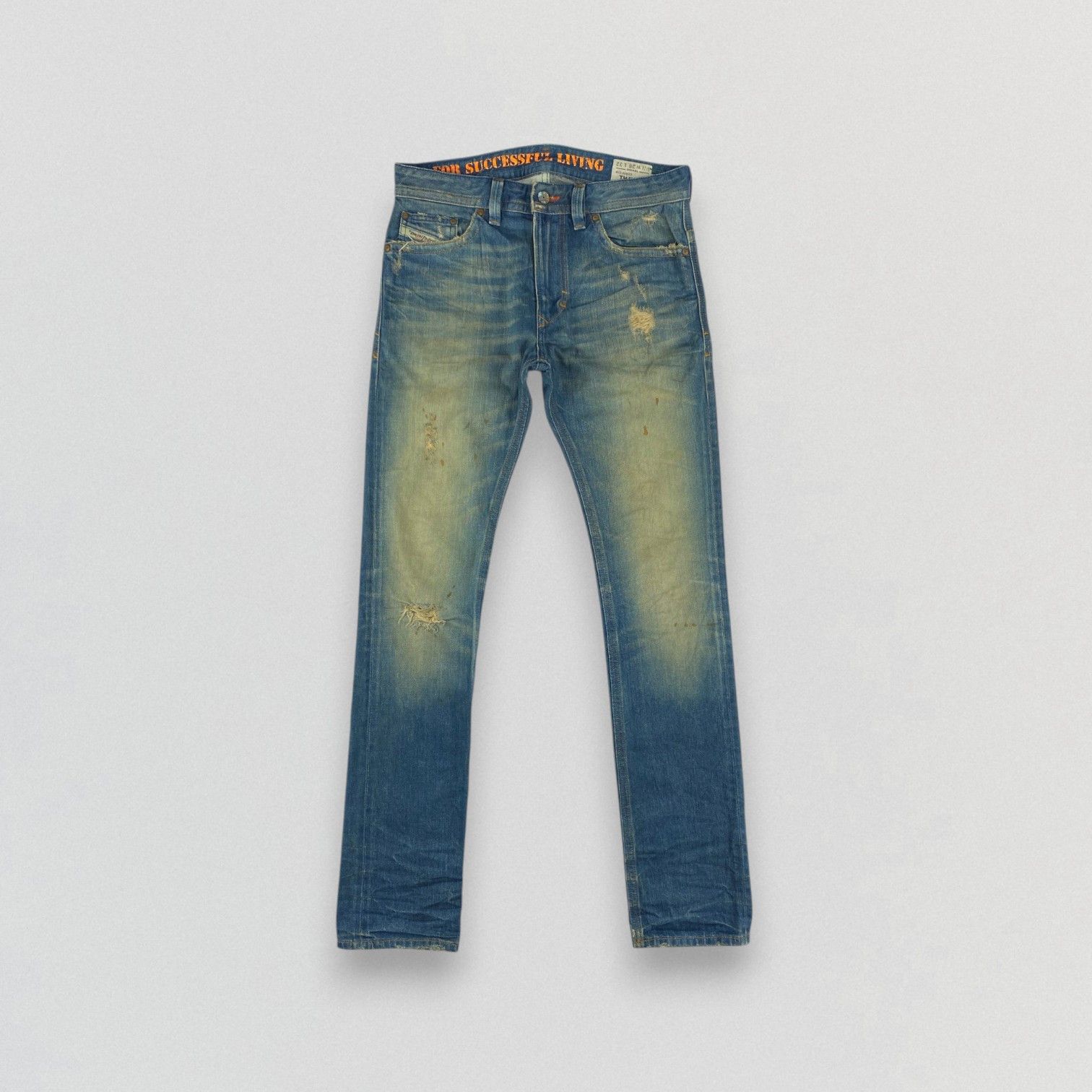 Diesel Diesel Thavar Slim Skinny Jeans Blue Distress Denim KJ3459 Size US 28 / EU 44 - 1 Thumbnail