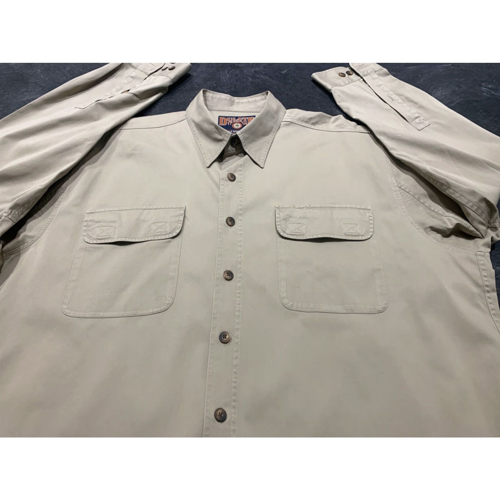 Duluth Pack VINTAGE Duluth Trading Beige Work Button-Up Shirt 2XL Long Sleeve Mens Size US XXL / EU 58 / 5 - 2 Thumbnail