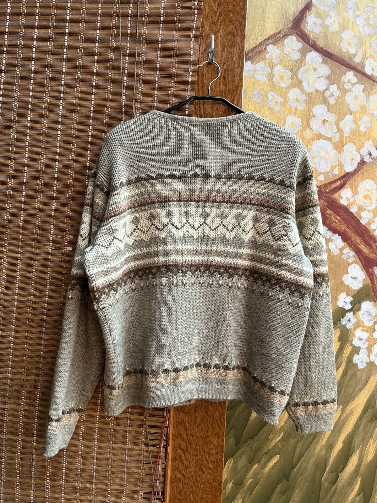 Handmade × Vintage Vintage 60s Caldwell Patterned Wool Knitted Sweater Cardigan Size US XL / EU 56 / 4 - 2 Thumbnail