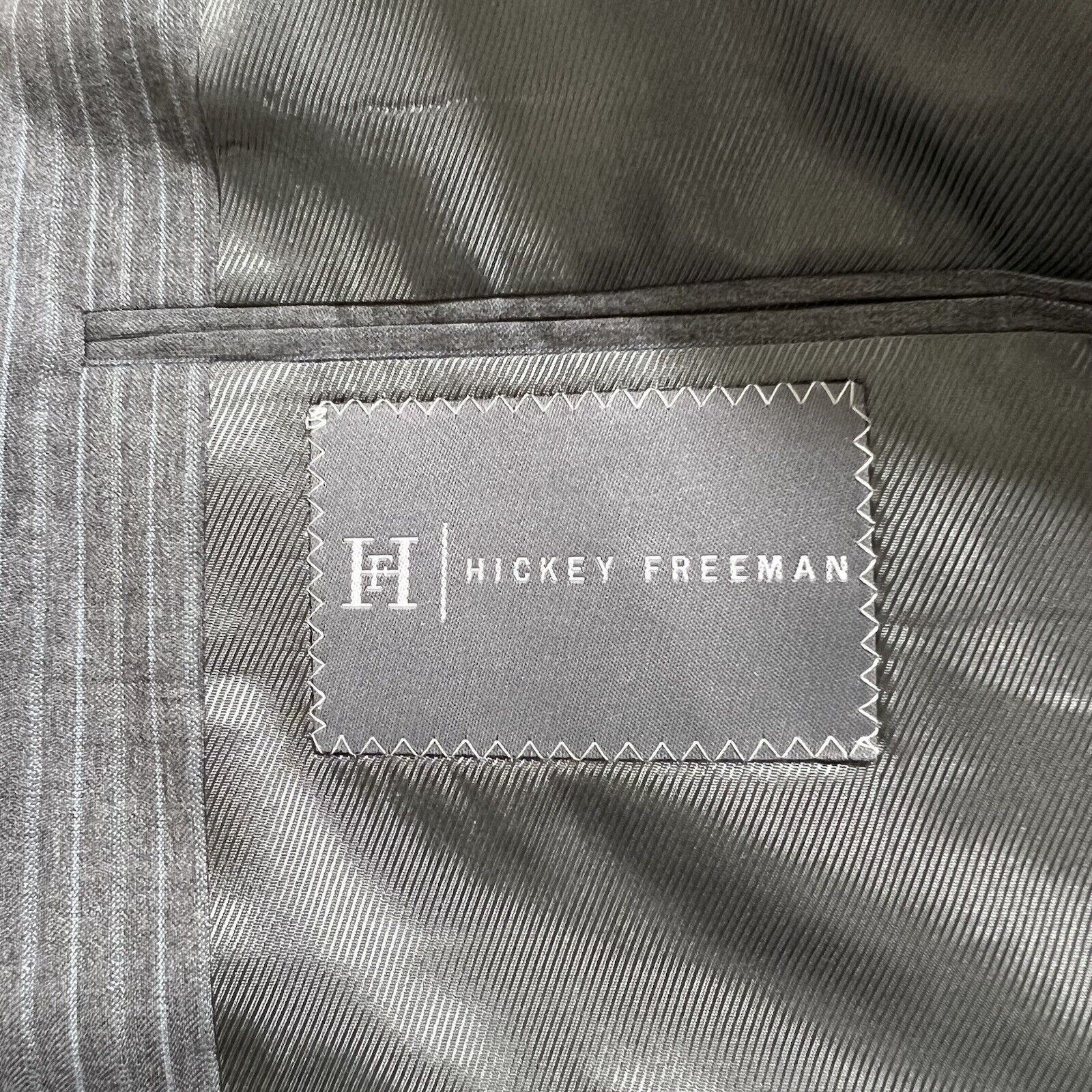 Hickey Freeman Hickey Freeman 44R Worsted Wool Gray Pinstripe Suit Jacket Size 44R - 9 Thumbnail