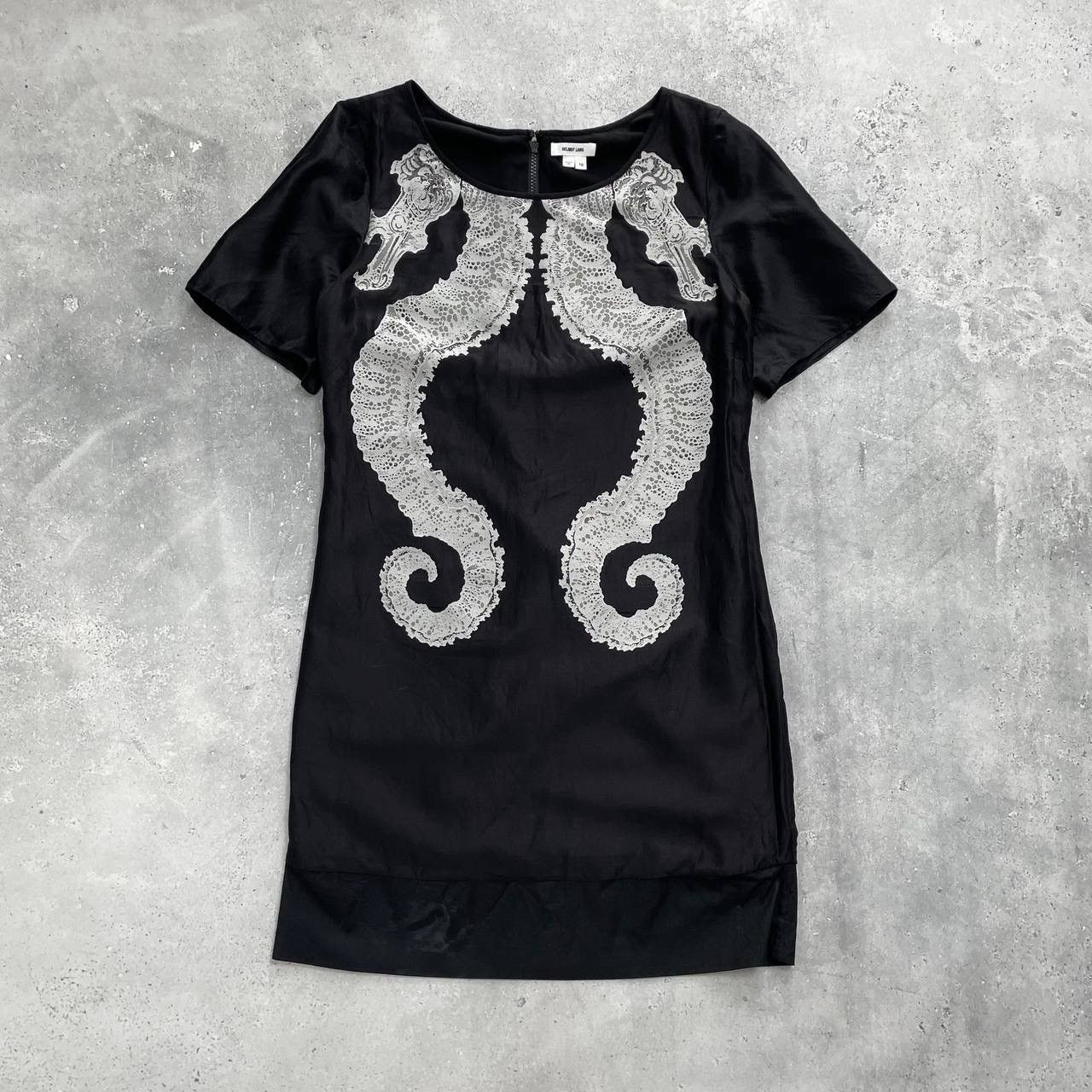Designer × Helmut Lang Helmut Lang Seahorses Print Midi Dress Women’s Black/Gray 10 Size L / US 10 / IT 46 - 1 Thumbnail