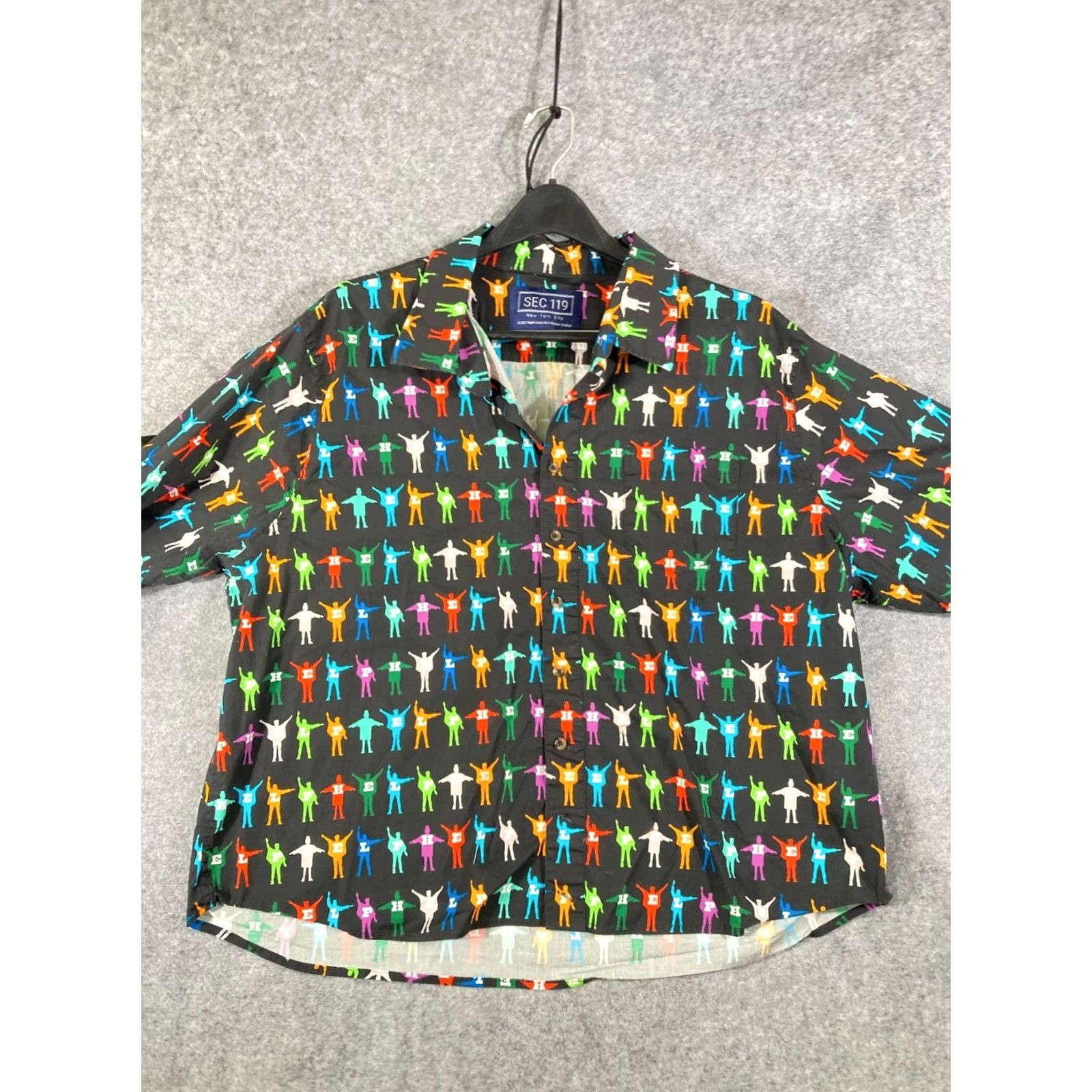 Vintage Section 119 Beatles Help Shirt Womens 3XL Black Graphic Rock & Roll Music Band Button Front Short Sleeve Size XXL / US 16-18 / IT 52-54 - 3 Thumbnail
