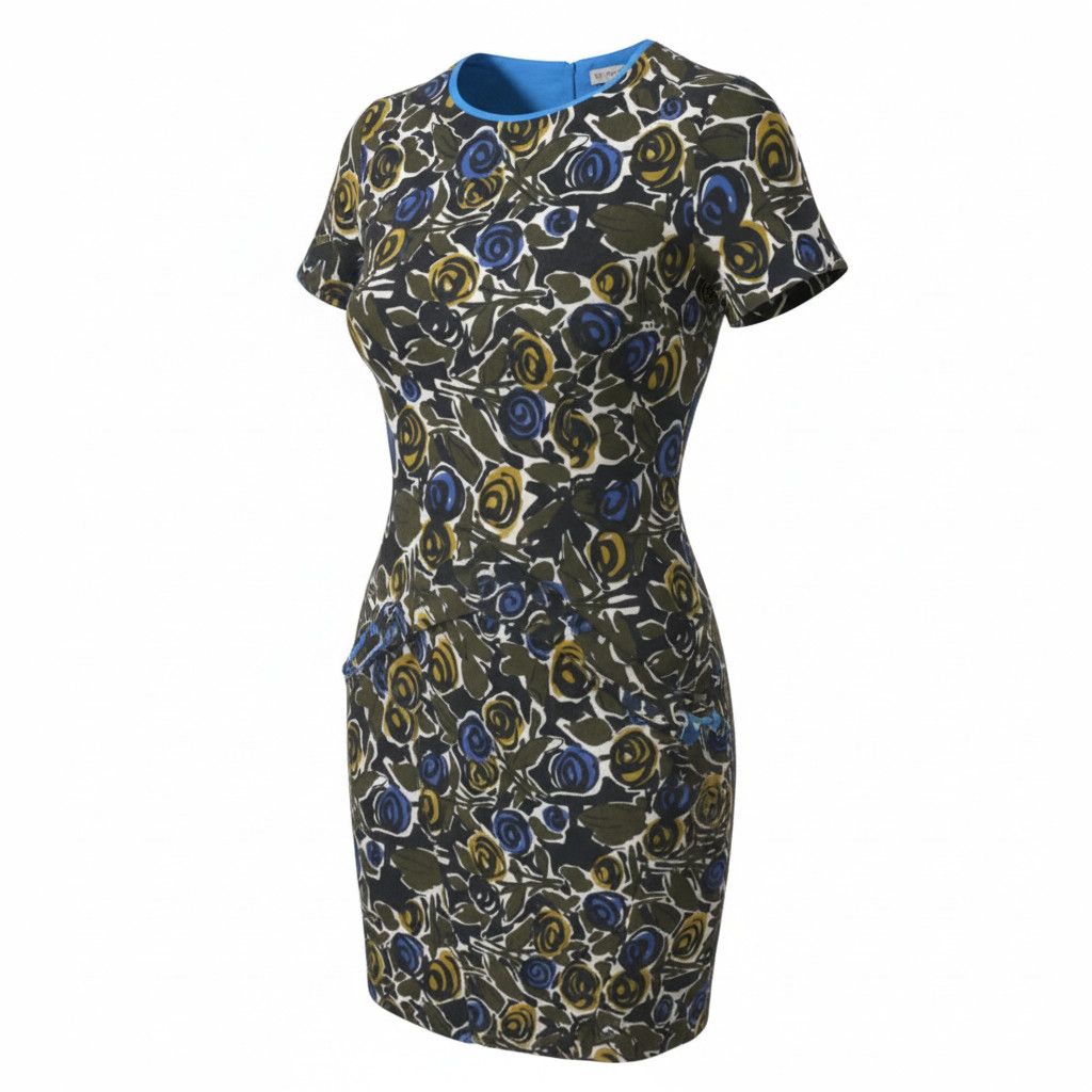 Max Mara EU36 S Khaki Floral Print Lined Dress 88794 Size S / US 4 / IT 40 - 1 Thumbnail