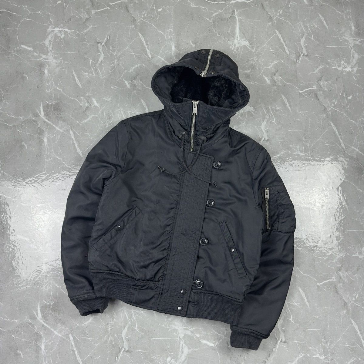 Allsaints All Saints Black Otis Bomber Jacket Size M Black Fur N-2b Size US S / EU 44-46 / 1 - 1 Thumbnail