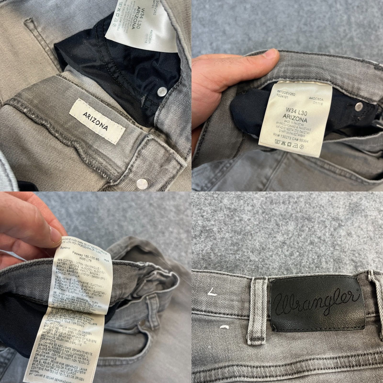 Wrangler Wrangler Jeans Tapered Mens 32 30 Light Grey Faded Stretch Arizona Cowboy Regular 5-Pocket Denim Machine Washable Cotton Elastane Shirt? Size US 32 / EU 48 - 8 Thumbnail