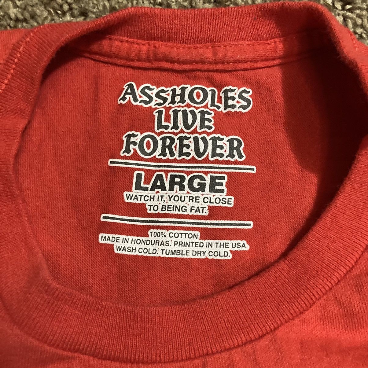 Designer × Vintage A$$holes Live Forever Being Offensive Red Mens Shirt Large Size US L / EU 52-54 / 3 - 9 Thumbnail